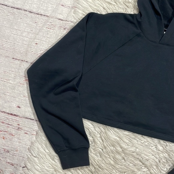 Bandier x Something Navy Cropped Pullover Hoodie in Black - Picture 7 of 12